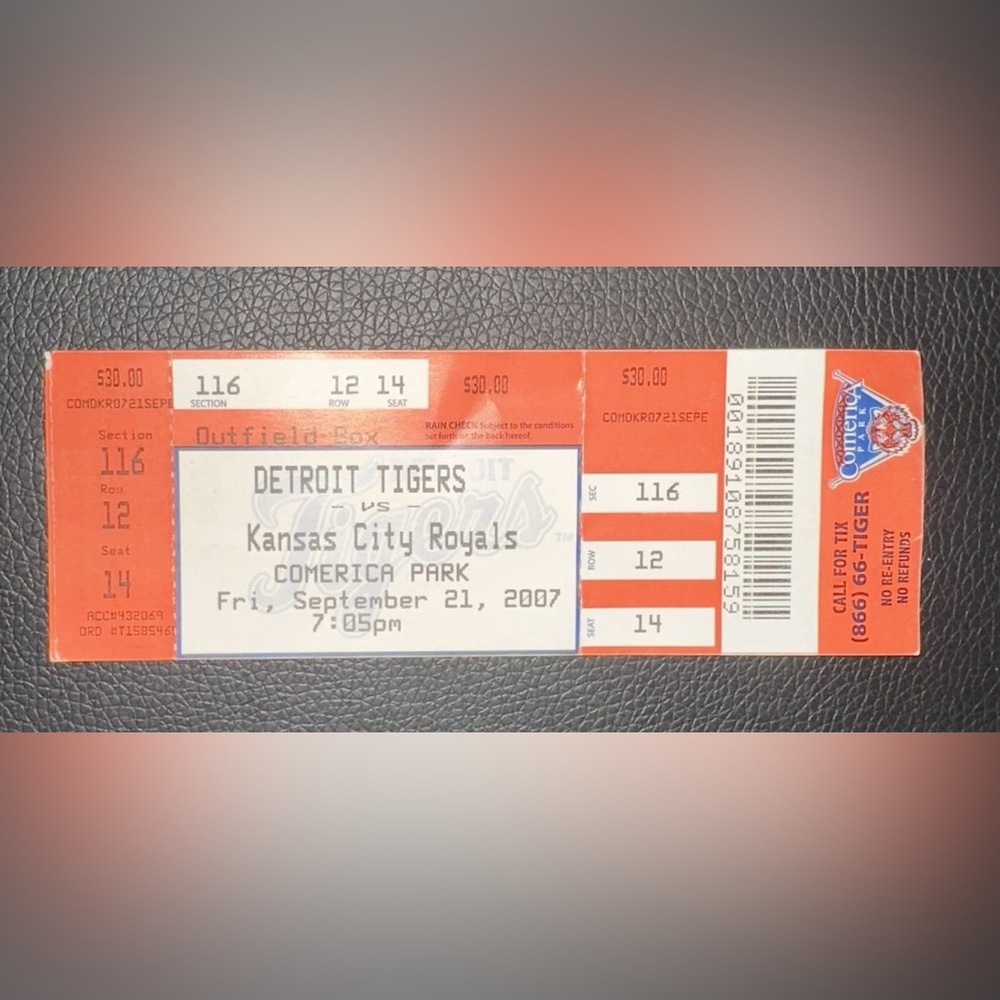 Detroit Tigers Vs. Kansas City Royals Ticket Stub Sept. 21st 2007 Comerica Park